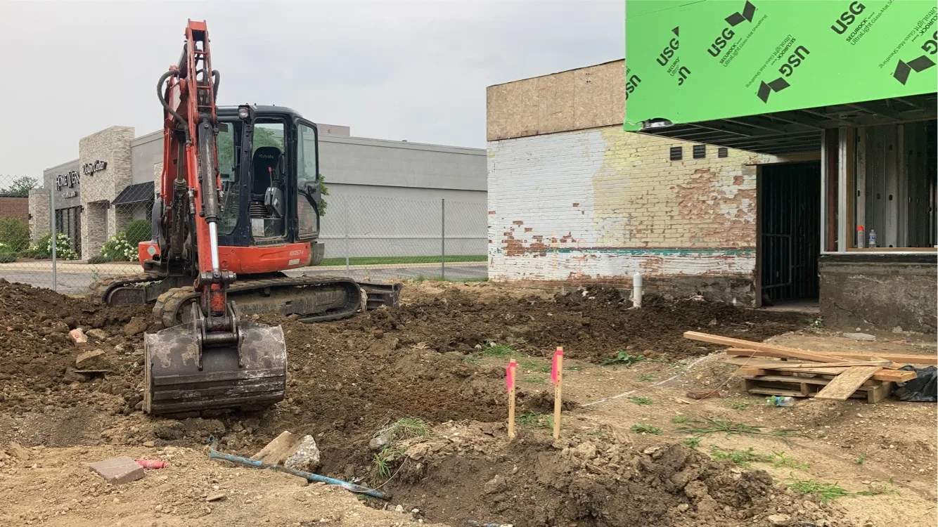 Commercial foundation and utility excavation site