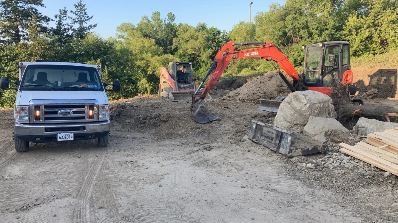 Site preparation and excavation on an open lot